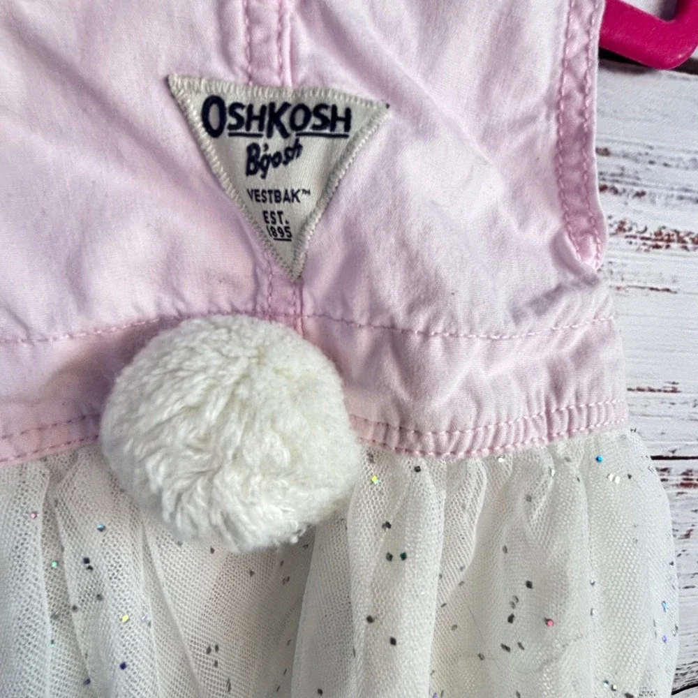 Bunny Jumper Tutu Dress OshKosh B'gosh 3M Pink White Cotton Tulle Tail